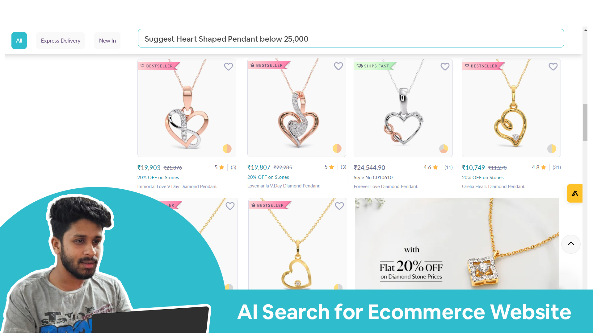 AI Chatbot for Ecommerce Website – Product Recommendation, Customer Queries handling & AI Search